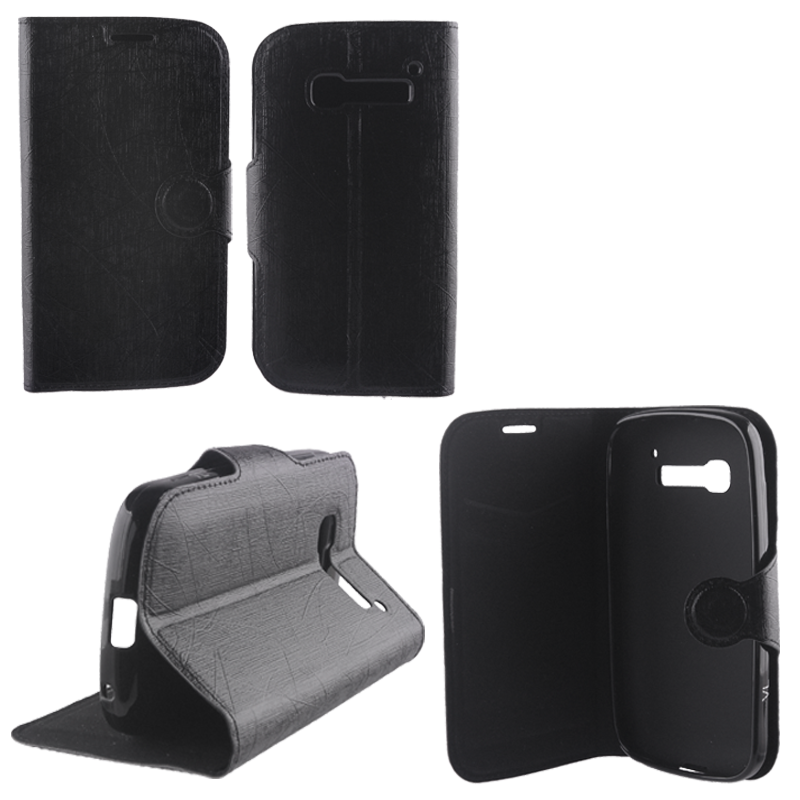 VOLTE-TEL ΘΗΚΗ ALCATEL POP C5 5036 LINE LEATHER-TPU BOOK STAND BLACK