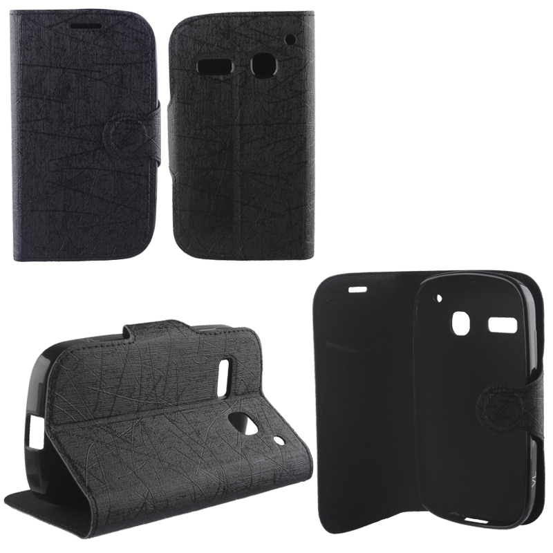 VOLTE-TEL ΘΗΚΗ ALCATEL POP C3 4033 LINE LEATHER-TPU BOOK STAND BLACK