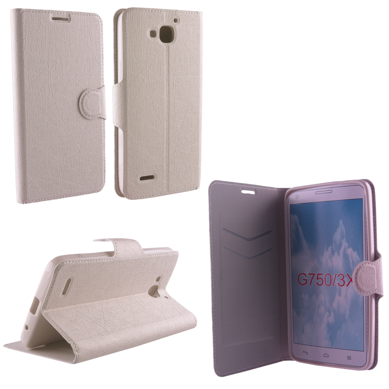 VOLTE-TEL ΘΗΚΗ HUAWEI ASCEND G750/ HONOR 3X LINE LEATHER-TPU BOOK STAND WHITE