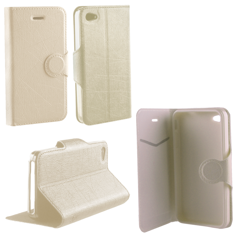 VOLTE-TEL ΘΗΚΗ IPHONE 4G/4S LINE LEATHER-TPU BOOK STAND WHITE