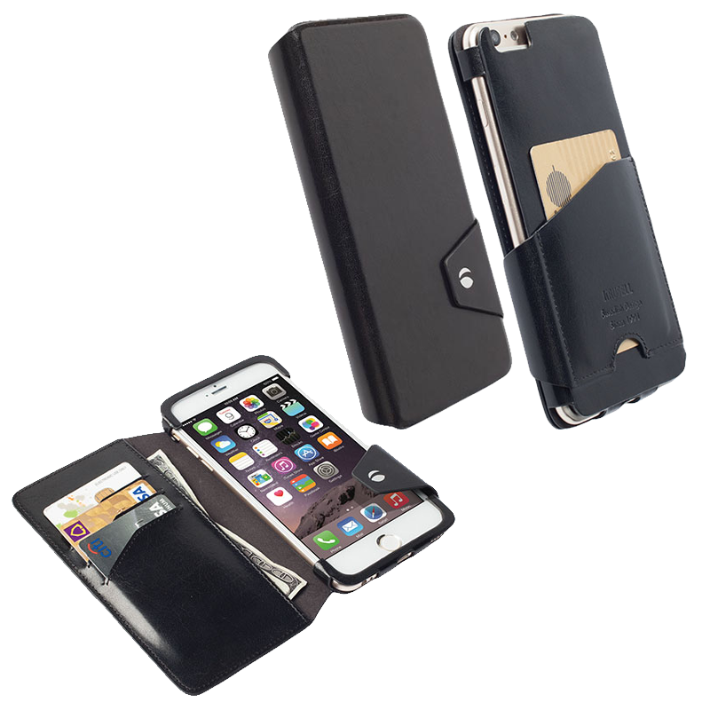 KRUSELL ΘΗΚΗ IPHONE 6 PLUS 5.5" LEATHER WALLET FLIP CASE KALMAR BLACK