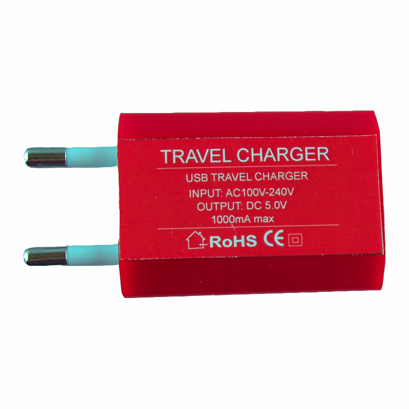 USB TRAVEL CHARGER mini 1000mA RED