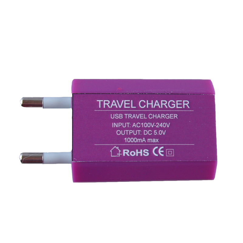 USB TRAVEL CHARGER mini 1000mA PURPLE