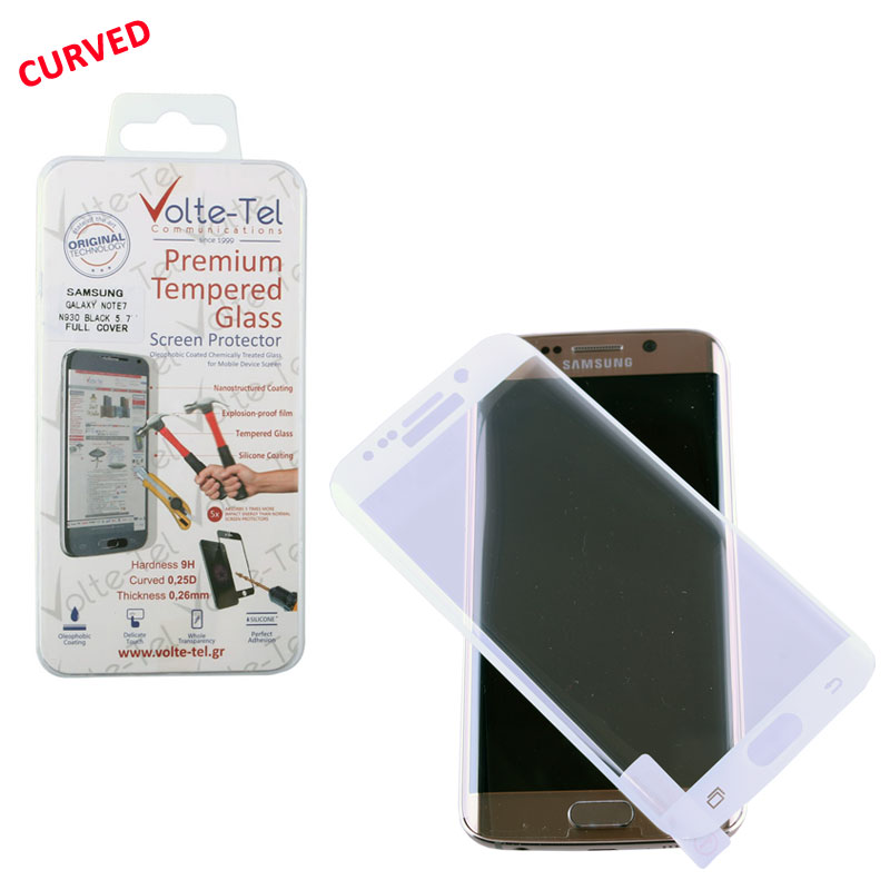 VOLTE-TEL TEMPERED GLASS SAMSUNG S6 EDGE+ G928 5.7" 0.26mm 3D CURVED FULL COVER WHITE