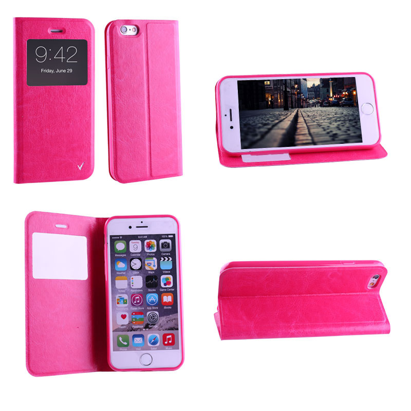 VOLTE-TEL ΘΗΚΗ IPHONE 6S/6 4.7" LEATHER-TPU VIEW BOOK STAND PINK