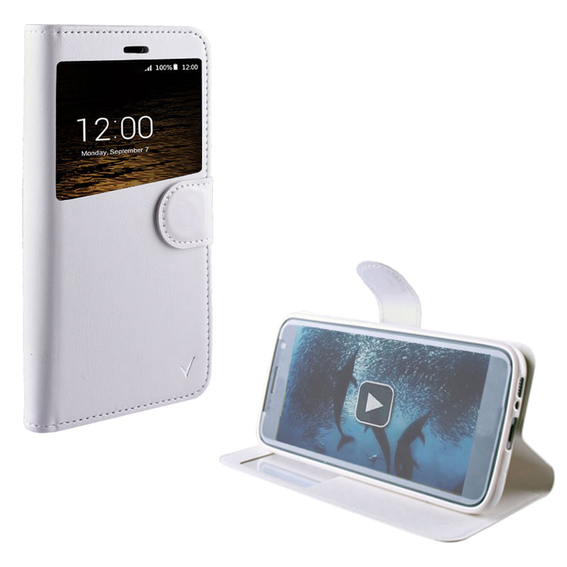 VOLTE-TEL ΘΗΚΗ SAMSUNG J1 2016 J120 LEATHER-TPU VIEW BOOK STAND WHITE