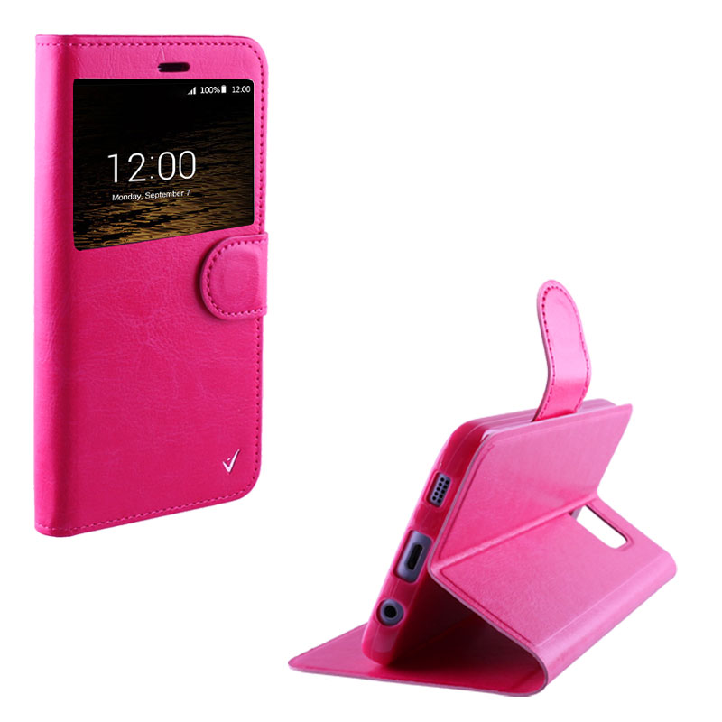 VOLTE-TEL ΘΗΚΗ SAMSUNG J1 2016 J120 LEATHER-TPU VIEW BOOK STAND PINK