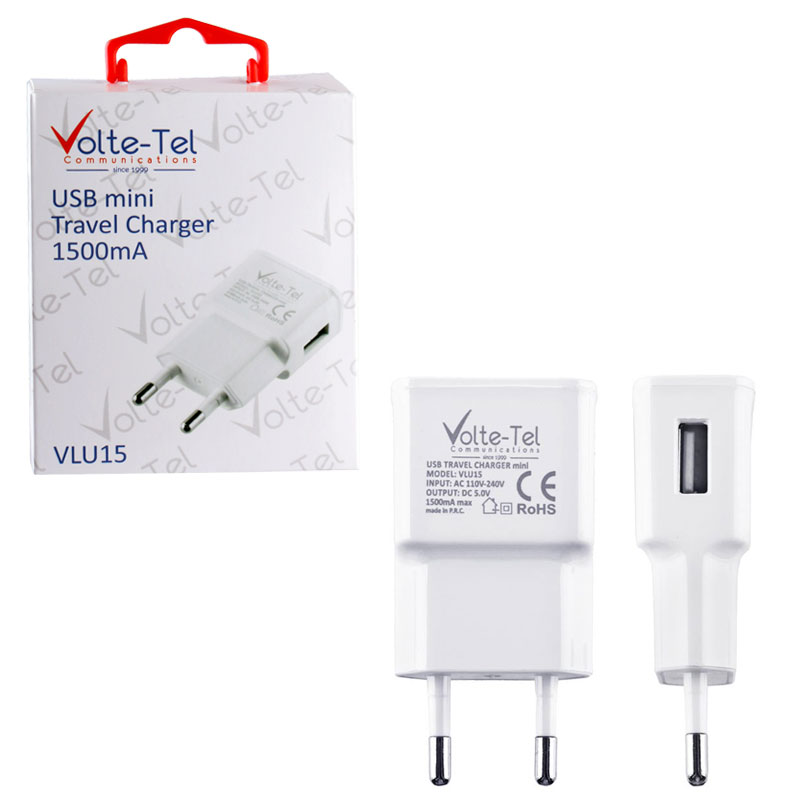 VOLTE-TEL USB TRAVEL CHARGER mini VLU15 1500mA WHITE