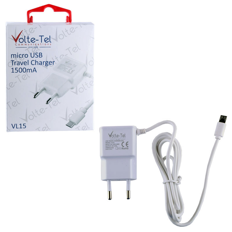 VOLTE-TEL MICRO USB TRAVEL VL15 1500mA 1.2m WHITE