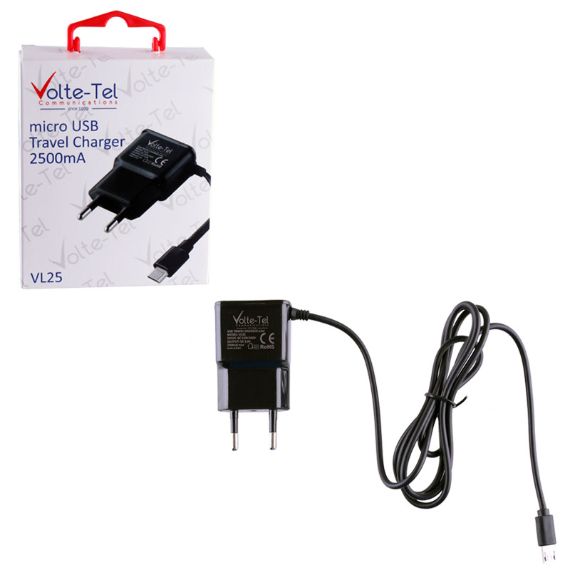 VOLTE-TEL MICRO USB TRAVEL VL25 2500mA 1.2m BLACK