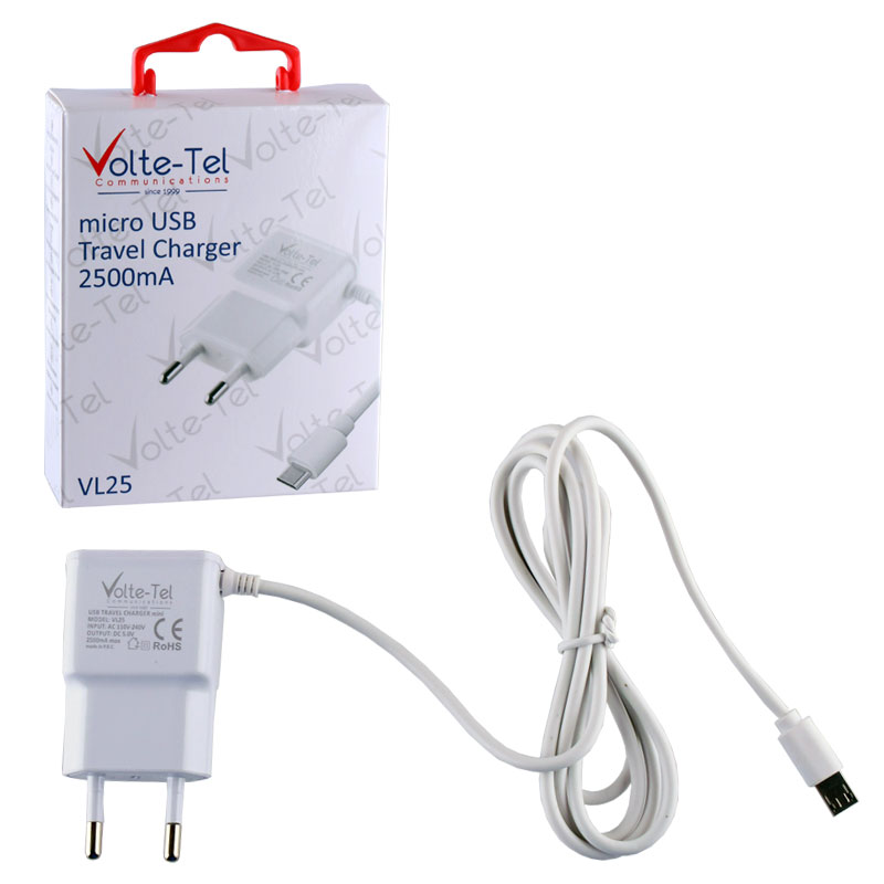 VOLTE-TEL MICRO USB TRAVEL VL25 2500mA 1.2m WHITE