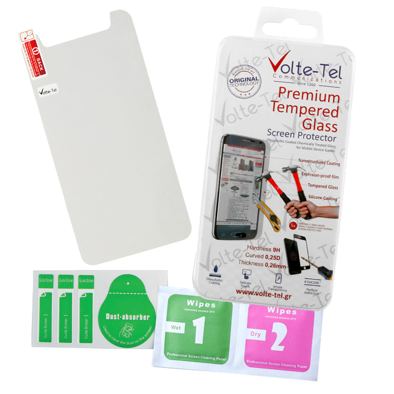 VOLTE-TEL TEMPERED GLASS UNIVERSAL 4.5" 9H 0.26mm 2.5D FULL GLUE