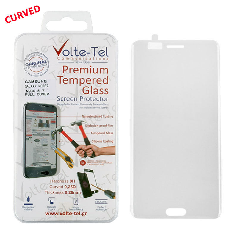 VOLTE-TEL TEMPERED GLASS SAMSUNG NOTE FE N935 5.7" 0.26mm 3D CURVED FULL COVER TRANSPARENT