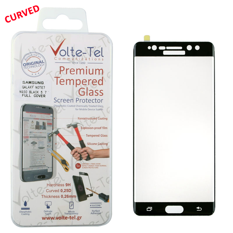 VOLTE-TEL TEMPERED GLASS SAMSUNG NOTE FE N935 5.7" 0.26mm 3D CURVED FULL COVER BLACK