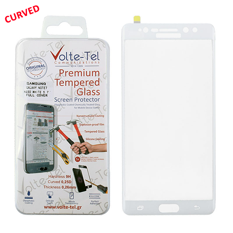 VOLTE-TEL TEMPERED GLASS SAMSUNG NOTE FE N935 5.7" 0.26mm 3D CURVED FULL COVER WHITE