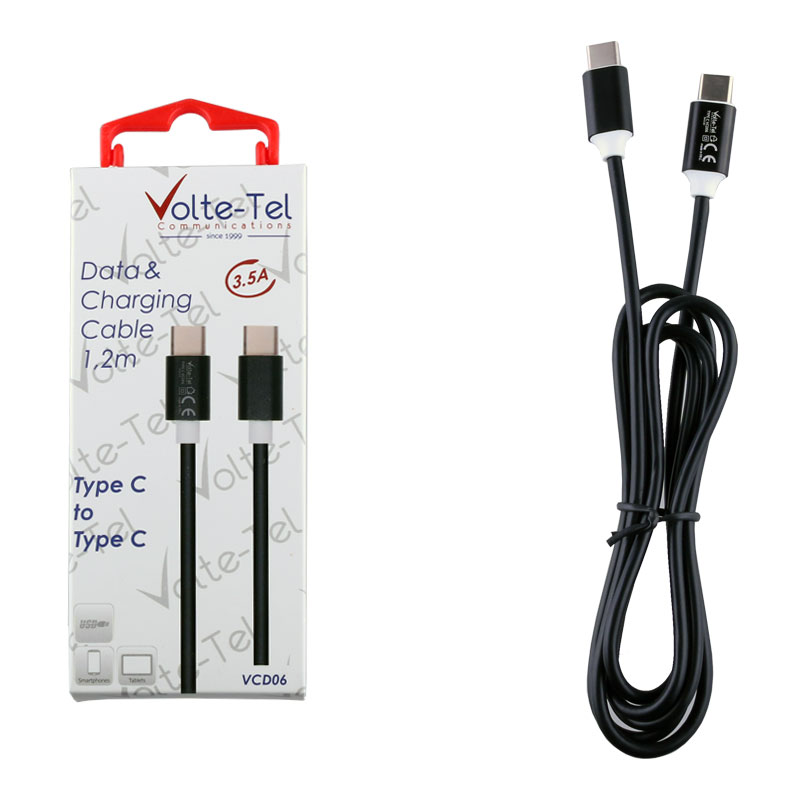 VOLTE-TEL USB-C TYPE C->TYPE C ALUMINIUM 3.5A ΦΟΡΤΙΣΗΣ-DATA 1.2m VCD06 BLACK