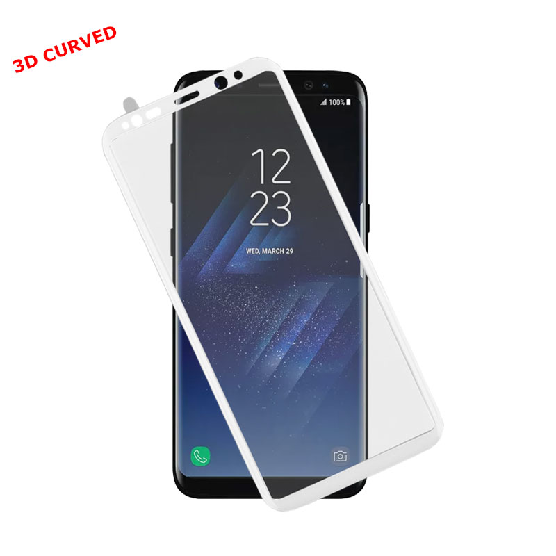 IDOL 1991 TEMPERED GLASS SAMSUNG S8 G950 5.8" 9H 0.30mm 3D CURVED FULL COVER WHITE