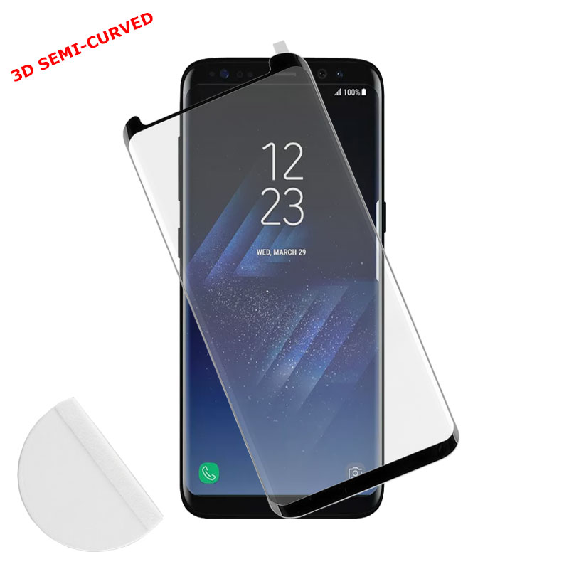 IDOL 1991 TEMPERED GLASS SAMSUNG S8+ G955 9H 0.30mm 3D FULL GLUE SEMI CURVED BLACK + SQUEEZY CARD