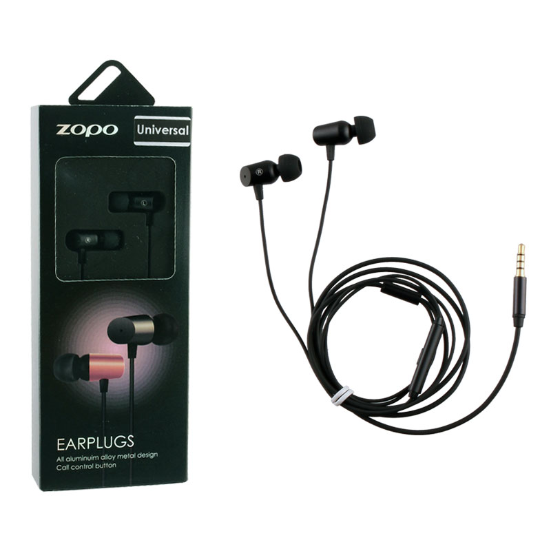 HANDS FREE STEREO ZOPO ER17B UNIVERSAL 3.5mm ALUMINIUM BLACK 1.2M PACKING OR