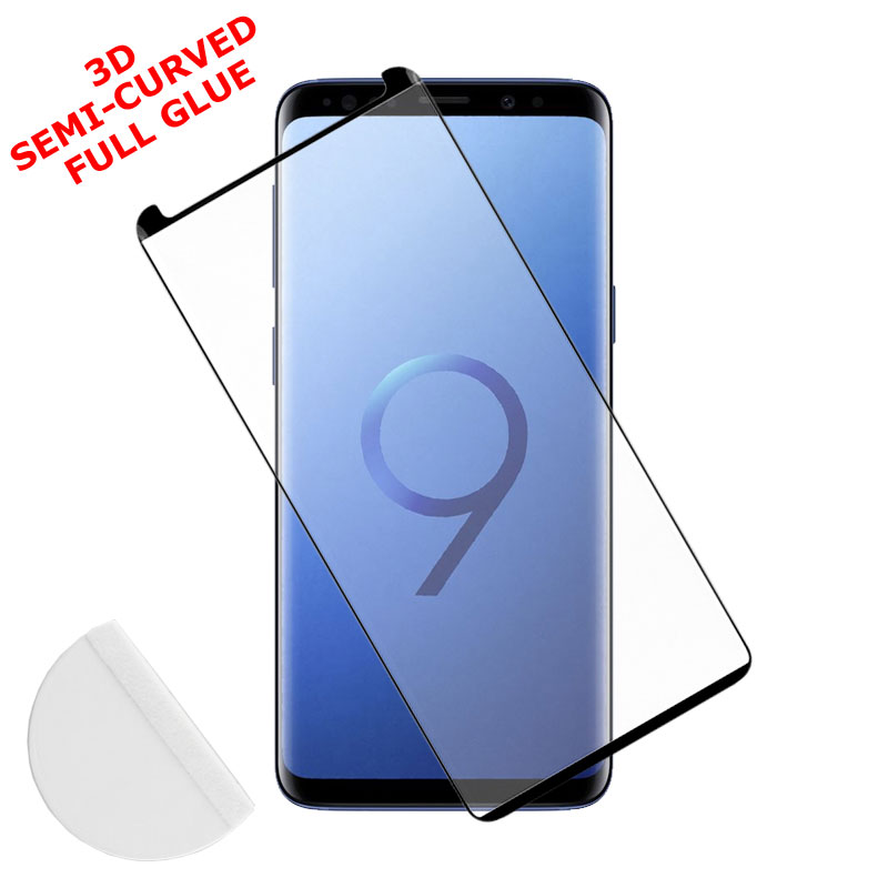 IDOL 1991 TEMPERED GLASS SAMSUNG S9+ G965 6.2" 9H 0.30mm 3D FULL GLUE SEMI CURVED BLACK + SQUEEZY CARD