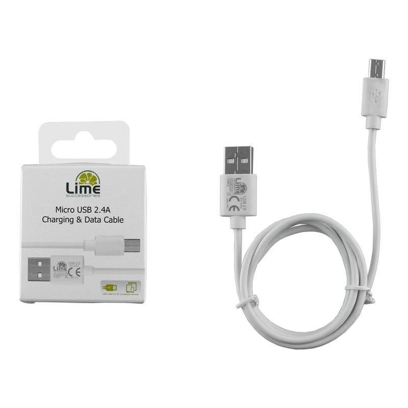 LIME MICRO USB DEVICES LONG TO USB 2.4A ΦΟΡΤΙΣΗΣ-DATA 1m LUM01 WHITE