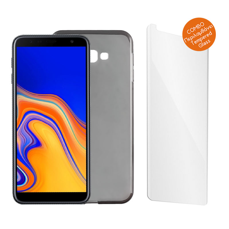 IDOL 1991 COMBO SAMSUNG J4 PLUS J415 6.0" TEMPERED 0.30mm  + ΘΗΚΗ  AIR SLIM GREY