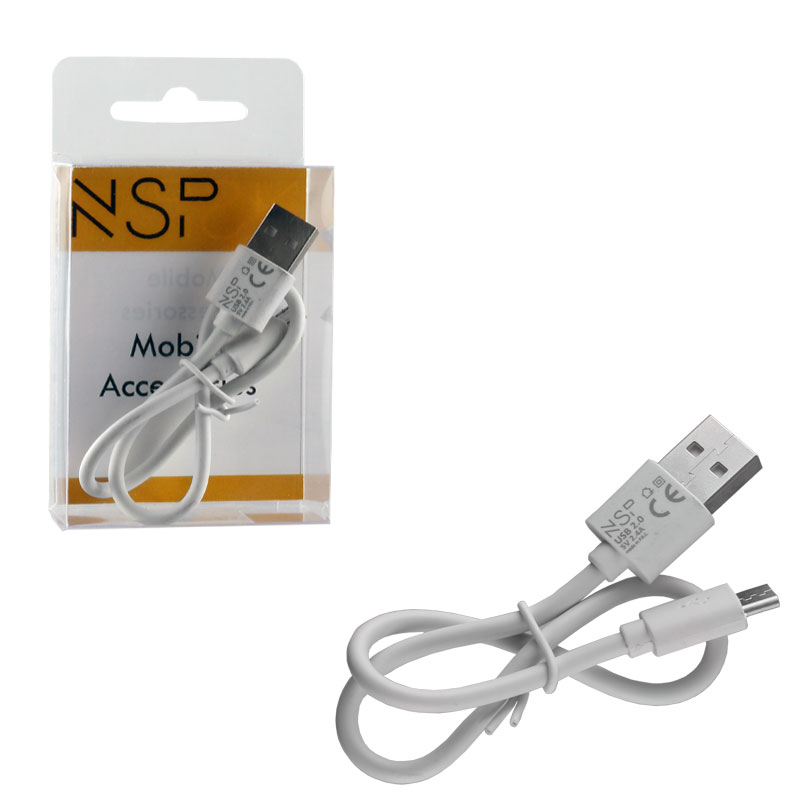 NSP MICRO USB DEVICES LONG - USB ΦΟΡΤΙΣΤΗΣ 2.5A 0.30m WHITE