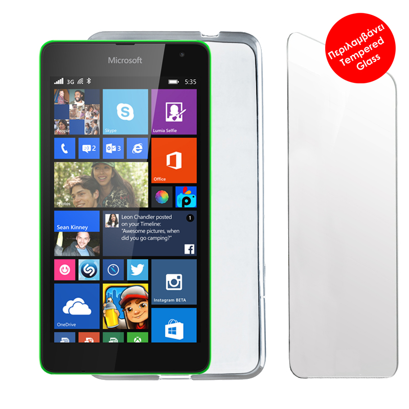 VOLTE-TEL COMBO MICROSOFT LUMIA 535 5.0" TEMPERED 0.30 + ΘΗΚΗ SLIMCOLOR WHITE