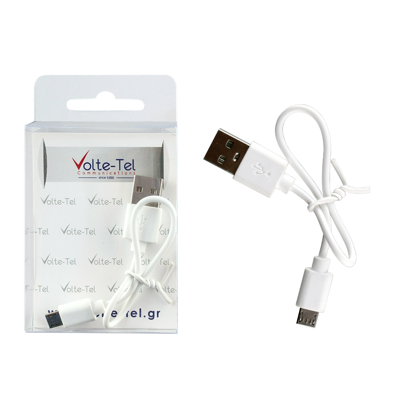 MICRO USB DEVICES - USB ΦΟΡΤΙΣΤΗΣ 1.5A 0.22m WHITE VOLTE-TEL
