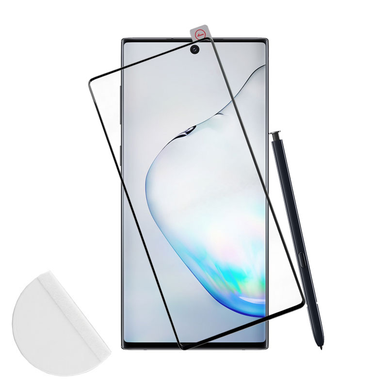 IDOL 1991 TEMPERED GLASS SAMSUNG NOTE 10 PLUS N975 6.8" 9H 0.30mm 3D FULL GLUE SEMI CURVED FINGER UNLOCK BLACK + SQUEEZY CARD