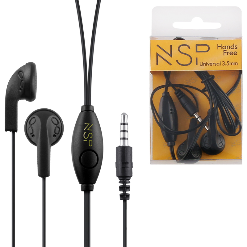 NSP HANDS FREE UNIVERSAL 3.5mm STEREO ON/OFF BLACK OR