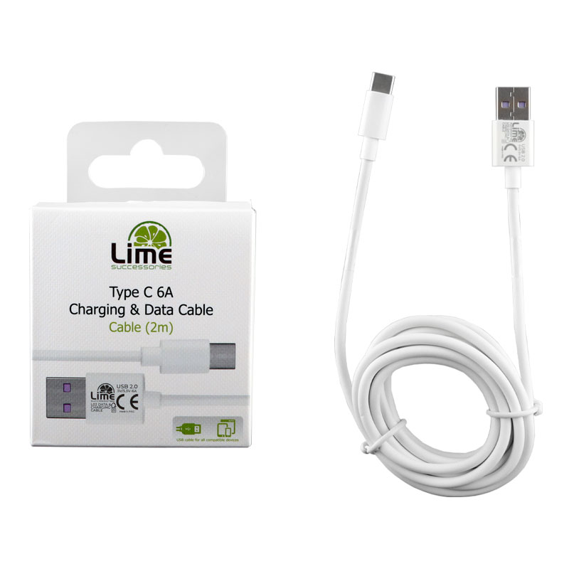 LIME TYPE C USB 6.0A ΦΟΡΤΙΣΗΣ-DATA 2m L02 WHITE