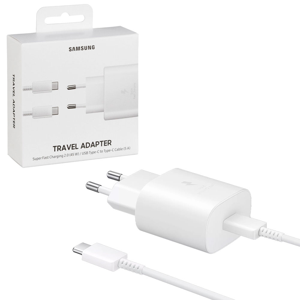 TRAVEL SAMSUNG EP-TA800XWEGWW TYPE C 5V 3A/9V 2.77A/11V 2.25A 25W FAST CHARGE+USB DATA TYPE C TO TYPE C WHITE PACKING OR