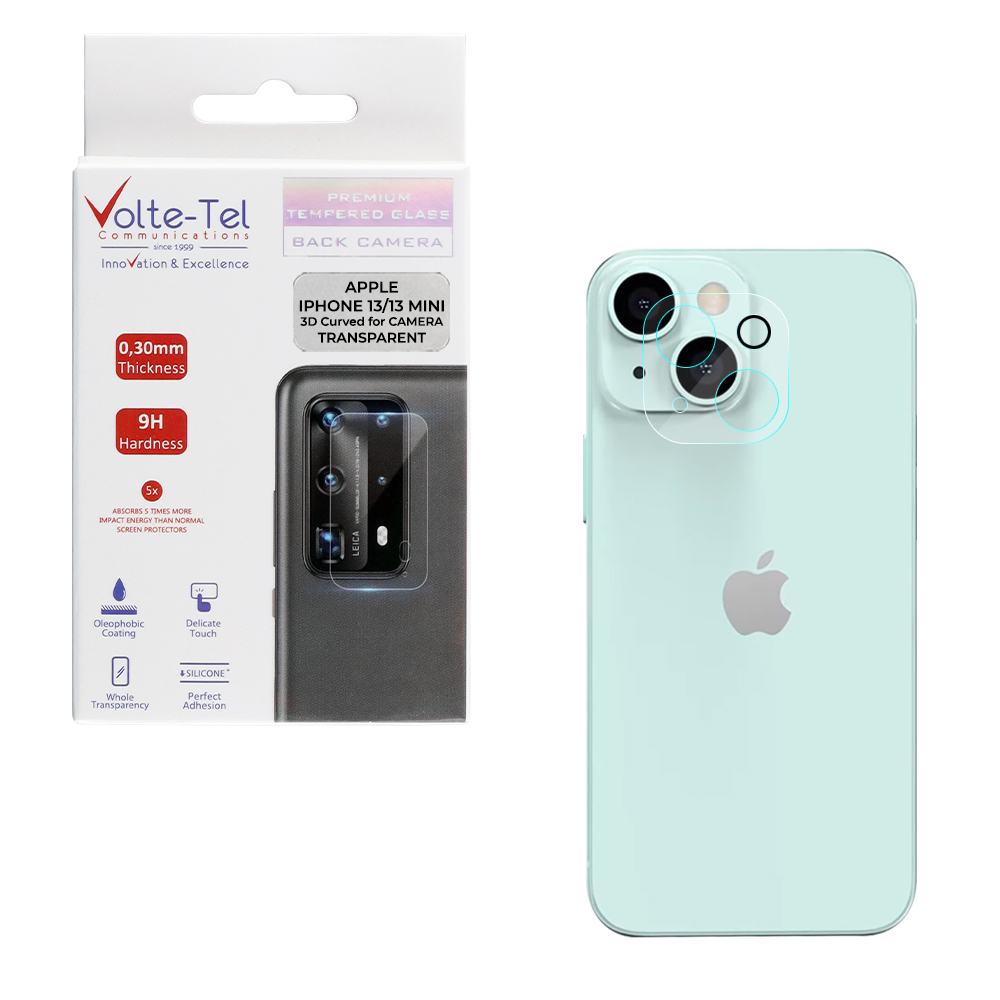 VOLTE-TEL TEMPERED GLASS IPHONE 13 MINI 5.4"/IPHONE 13 6.1" 9H 0.25mm 3D CURVED FOR CAMERA