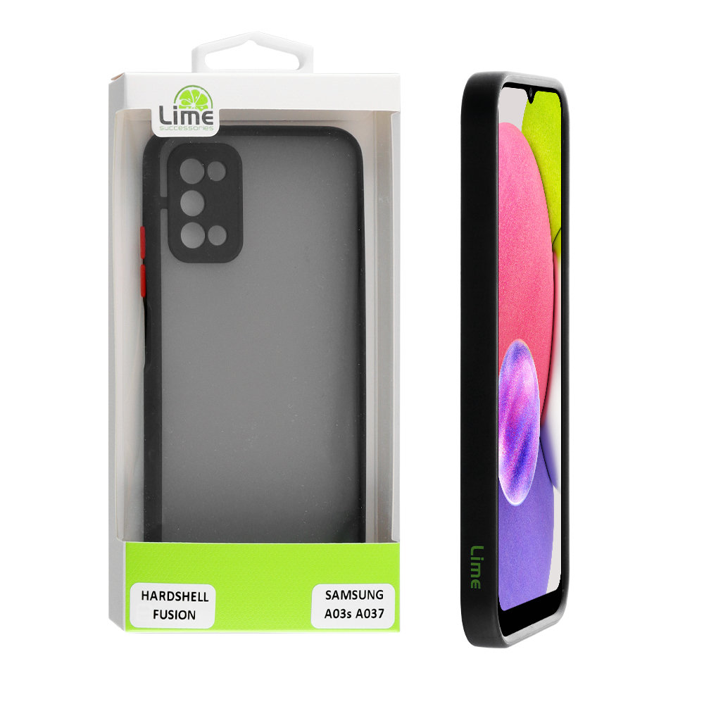 LIME ΘΗΚΗ SAMSUNG A03s A037 6.5" HARDSHELL FUSION FULL CAMERA PROTECTION BLACK WITH RED KEYS