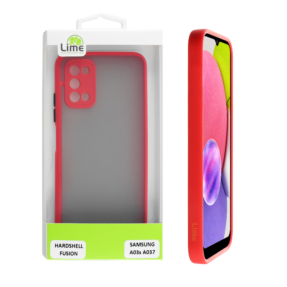 LIME ΘΗΚΗ SAMSUNG A03s A037 6.5" HARDSHELL FUSION FULL CAMERA PROTECTION RED WITH BLACK KEYS
