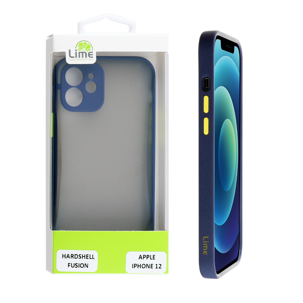 LIME ΘΗΚΗ IPHONE 12 6.1" HARDSHELL FUSION FULL CAMERA PROTECTION BLUE WITH YELLOW KEYS