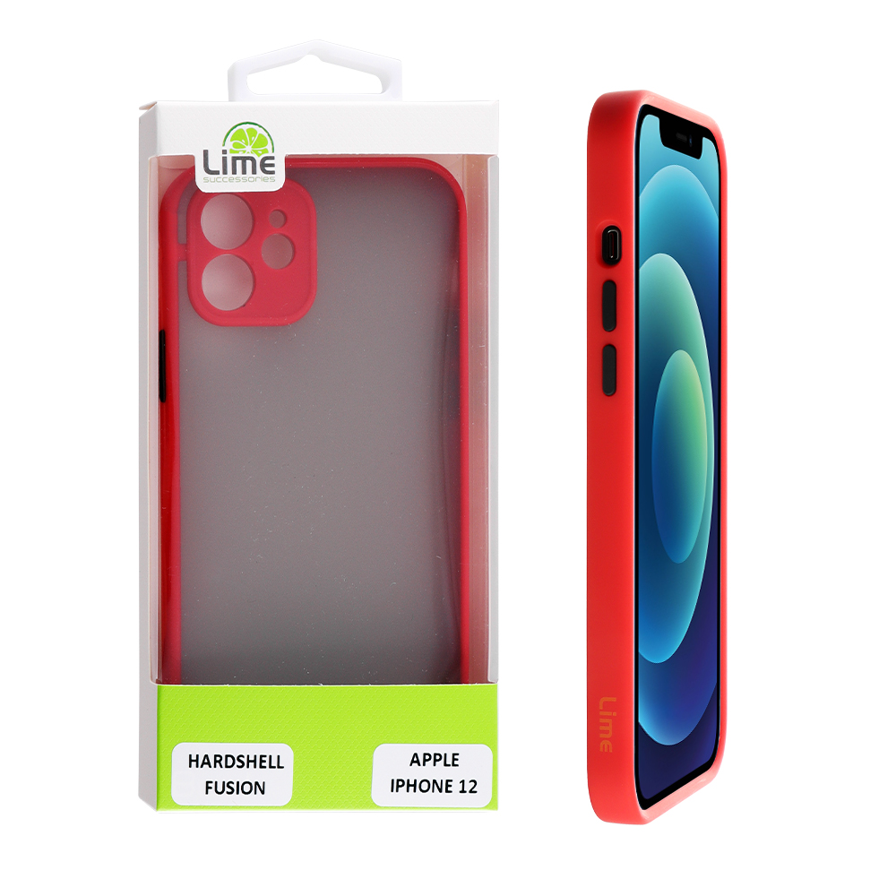 LIME ΘΗΚΗ IPHONE 12 6.1" HARDSHELL FUSION FULL CAMERA PROTECTION RED WITH BLACK KEYS