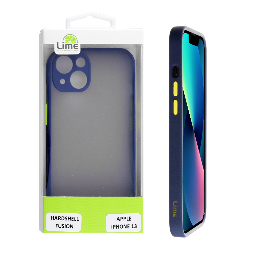 LIME ΘΗΚΗ IPHONE 13 6.1" HARDSHELL FUSION FULL CAMERA PROTECTION BLUE WITH YELLOW KEYS