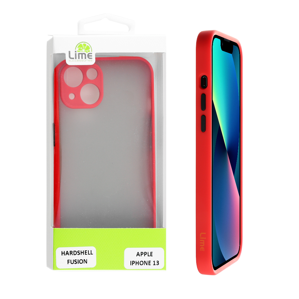 LIME ΘΗΚΗ IPHONE 13 6.1" HARDSHELL FUSION FULL CAMERA PROTECTION RED WITH BLACK KEYS