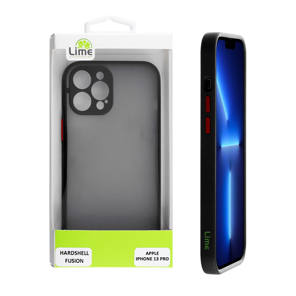 LIME ΘΗΚΗ IPHONE 13 PRO 6.1" HARDSHELL FUSION FULL CAMERA PROTECTION BLACK WITH RED KEYS
