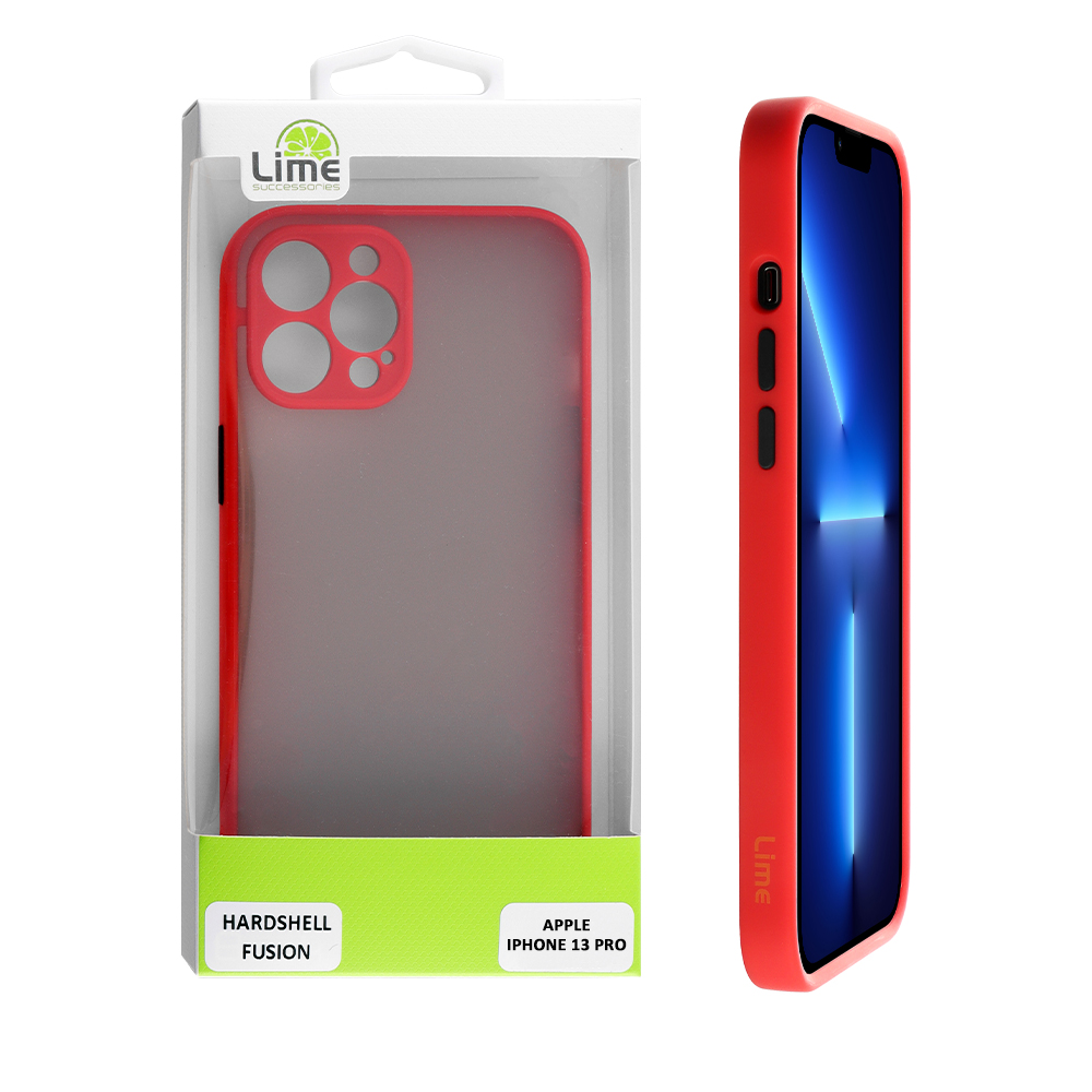 LIME ΘΗΚΗ IPHONE 13 PRO 6.1" HARDSHELL FUSION FULL CAMERA PROTECTION RED WITH BLACK KEYS