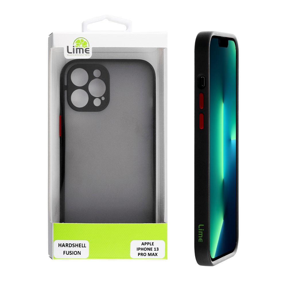 LIME ΘΗΚΗ IPHONE 13 PRO MAX 6.7" HARDSHELL FUSION FULL CAMERA PROTECTION BLACK WITH RED KEYS