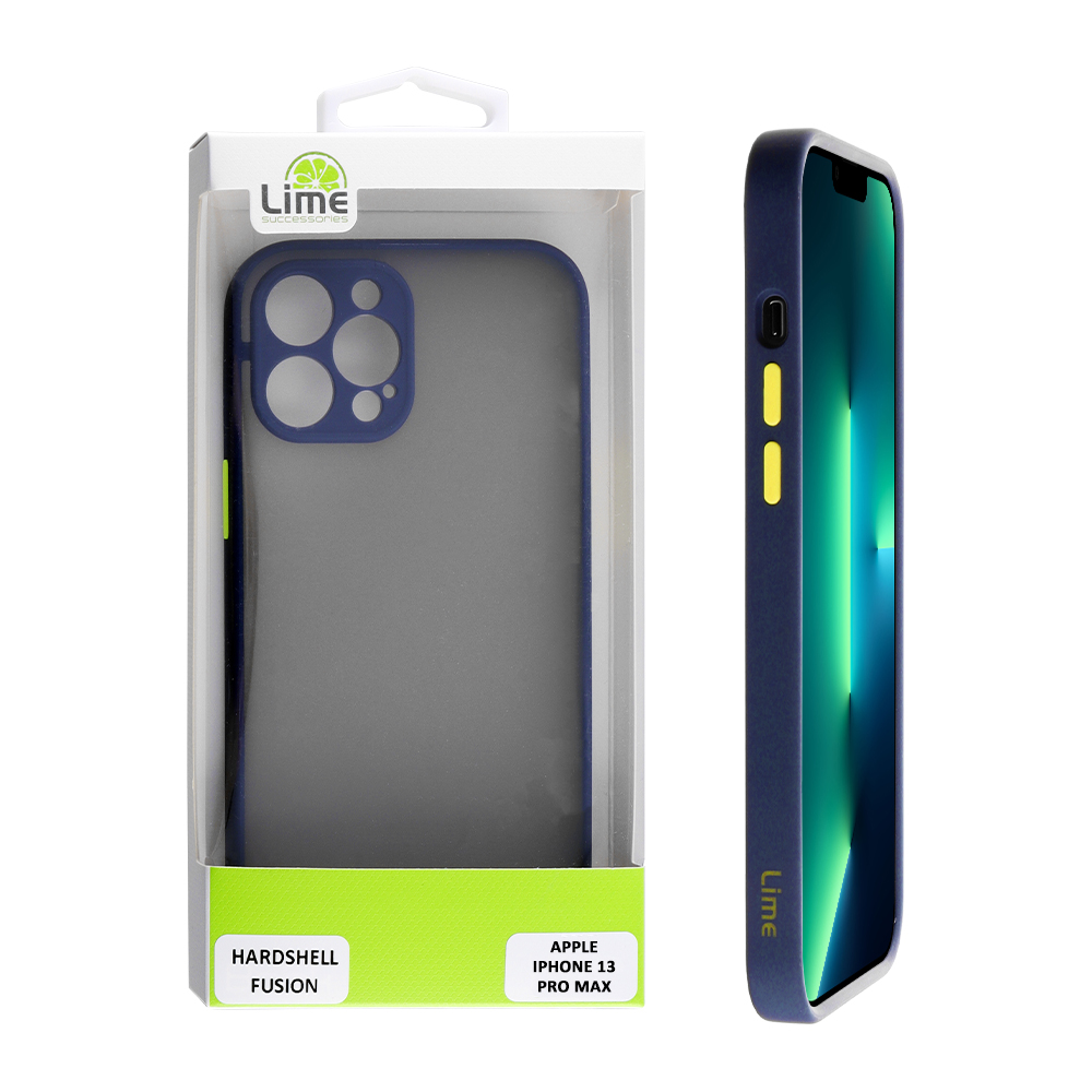 LIME ΘΗΚΗ IPHONE 13 PRO MAX 6.7" HARDSHELL FUSION FULL CAMERA PROTECTION BLUE WITH YELLOW KEYS