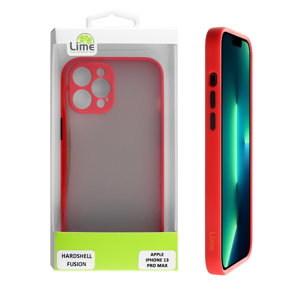 LIME ΘΗΚΗ IPHONE 13 PRO MAX 6.7" HARDSHELL FUSION FULL CAMERA PROTECTION RED WITH BLACK KEYS