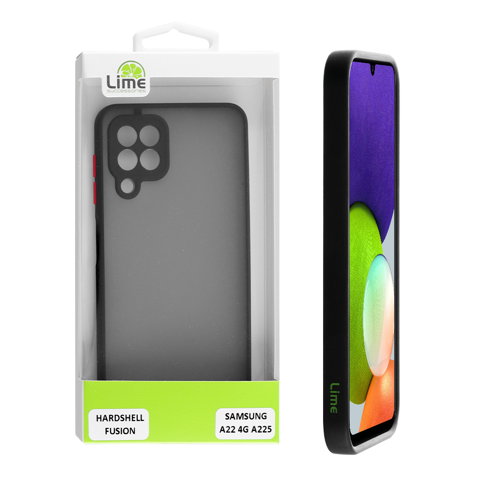 LIME ΘΗΚΗ SAMSUNG A22 4G A225 6.4" HARDSHELL FUSION FULL CAMERA PROTECTION BLACK WITH RED KEYS