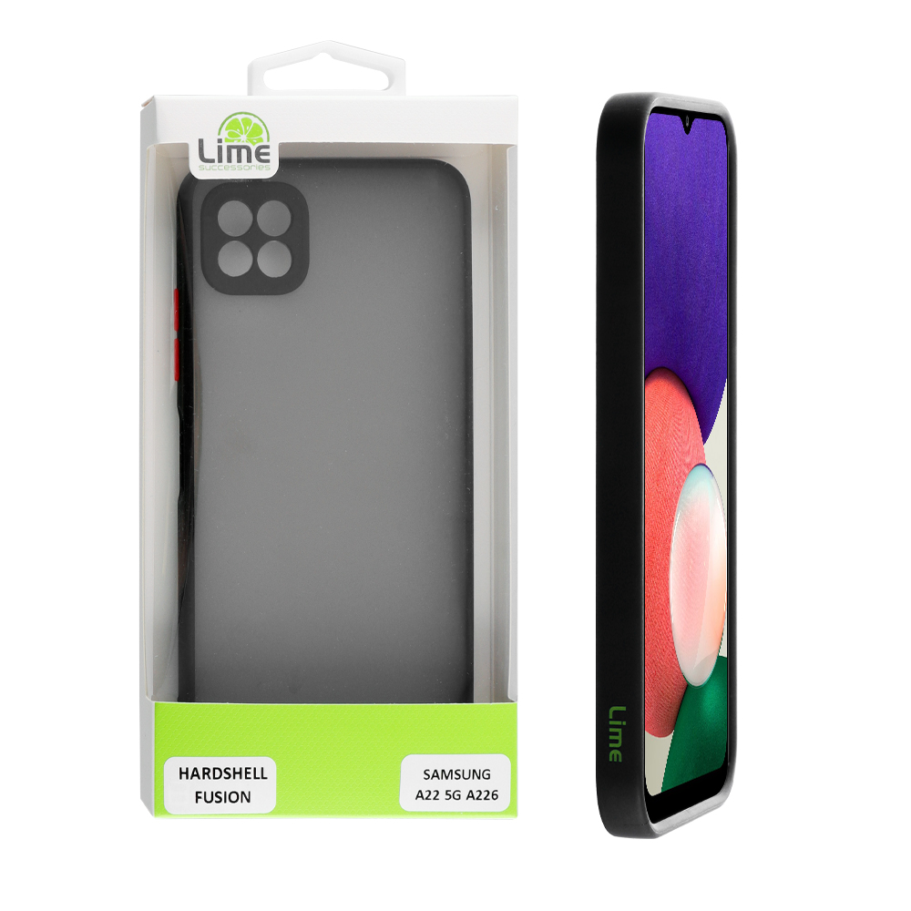 LIME ΘΗΚΗ SAMSUNG A22 5G A226 6.6" HARDSHELL FUSION FULL CAMERA PROTECTION BLACK WITH RED KEYS