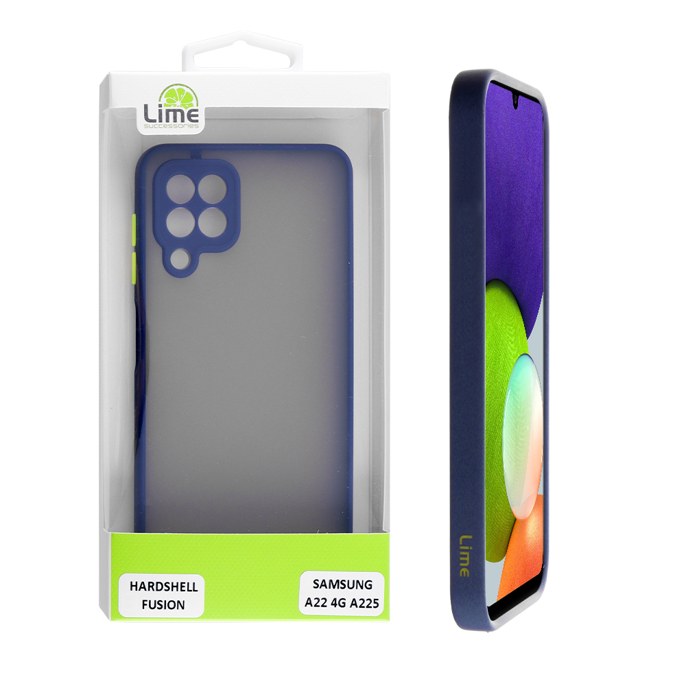 LIME ΘΗΚΗ SAMSUNG A22 4G A225 6.4" HARDSHELL FUSION FULL CAMERA PROTECTION BLUE WITH YELLOW KEYS