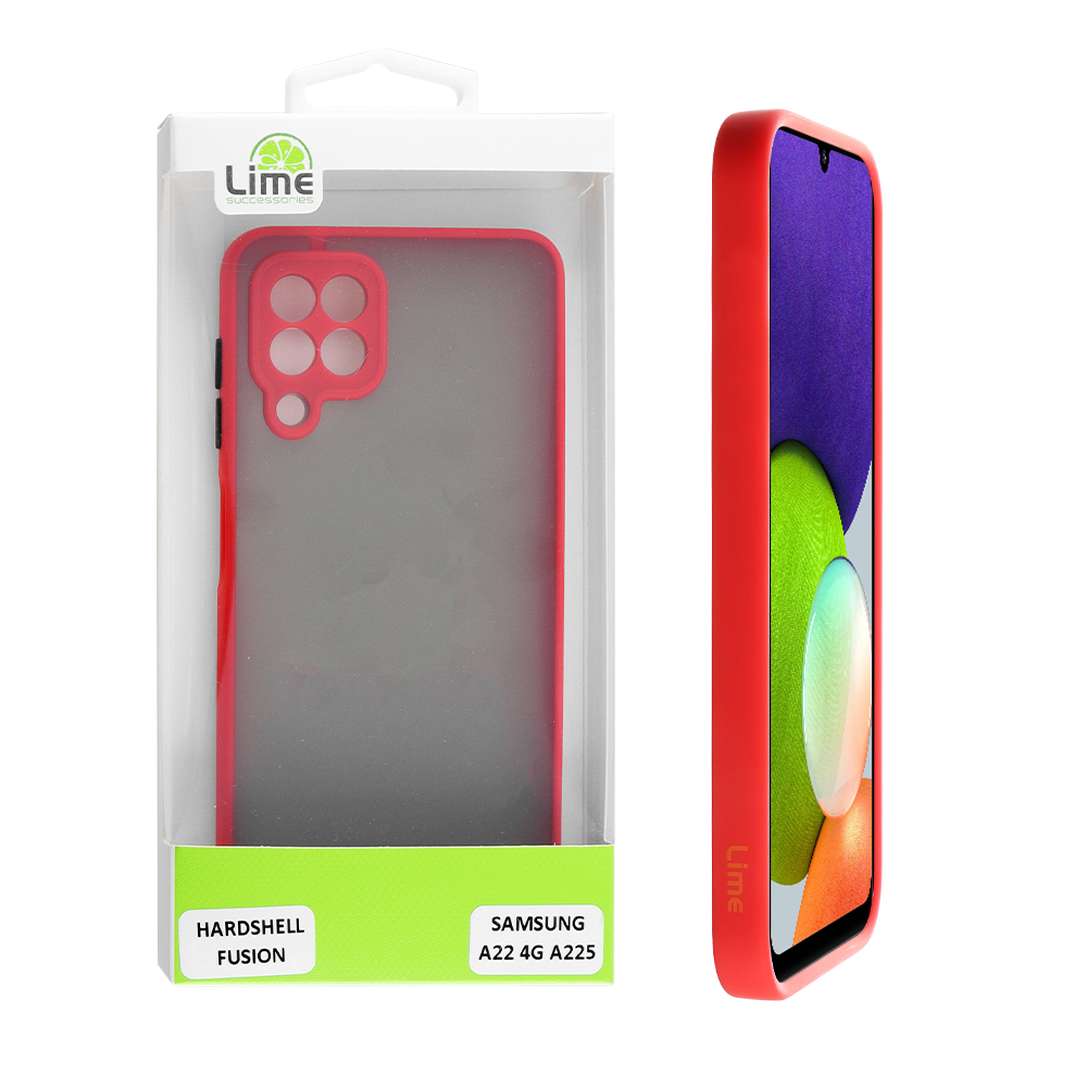 LIME ΘΗΚΗ SAMSUNG A22 4G A225 6.4" HARDSHELL FUSION FULL CAMERA PROTECTION RED WITH BLACK KEYS