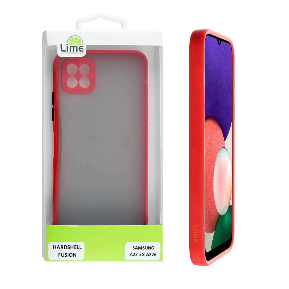 LIME ΘΗΚΗ SAMSUNG A22 5G A226 6.6" HARDSHELL FUSION FULL CAMERA PROTECTION RED WITH BLACK KEYS